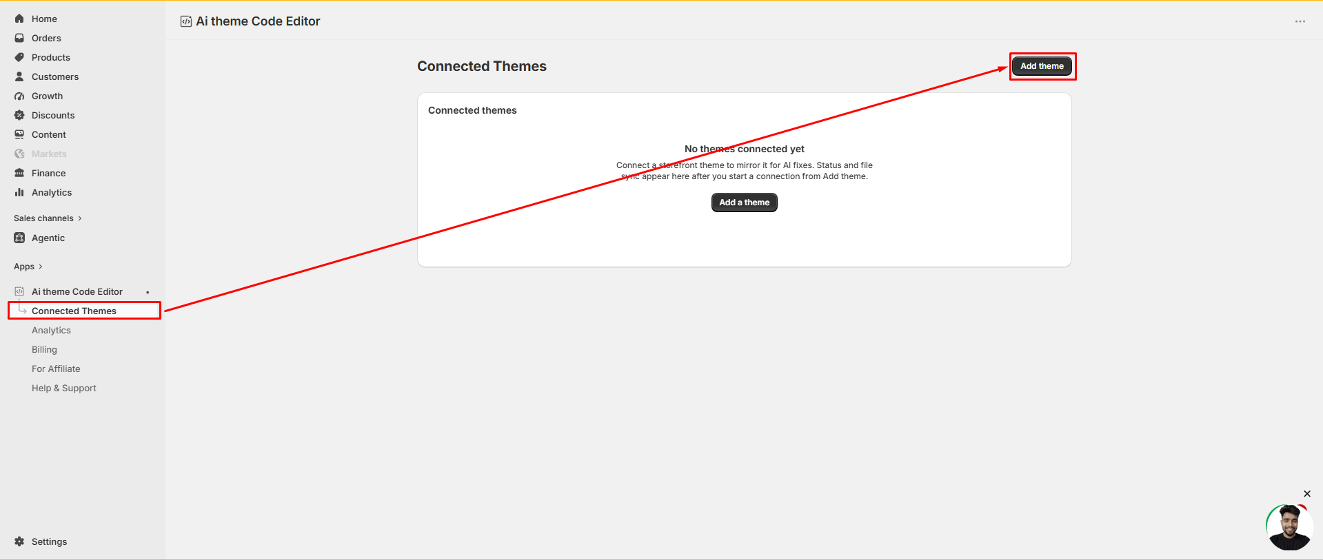 The Connected Themes section in the SectionKit dashboard